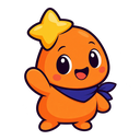 Juju, the orange star-sprout mascot